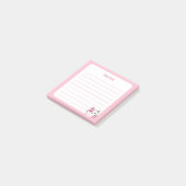 Post-it® Pastel Pink Kawaii Chibi Kitty Waving Chat Bonjour (Incliné)