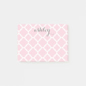 Post-it® Pastel Pink Quatrefoil Motif Nom personnalisé (Devant)