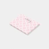 Post-it® Pastel Pink Quatrefoil Motif Nom personnalisé (Incliné)