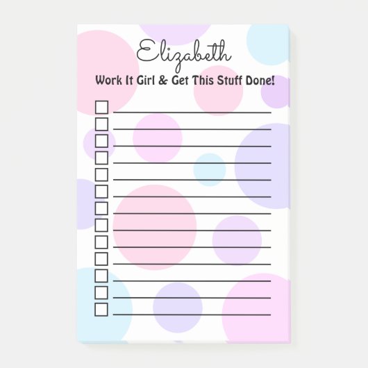 Post-it® Pastel Polka Dot Monogramme Feminine personnalisée (Devant)