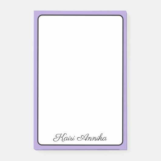 Post-it® Pastel Purple Border Professionnel Nom simple (Devant)