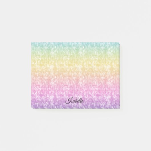 Post-it® Pastel Rainbow avec nom en script Personnalisé (Devant)
