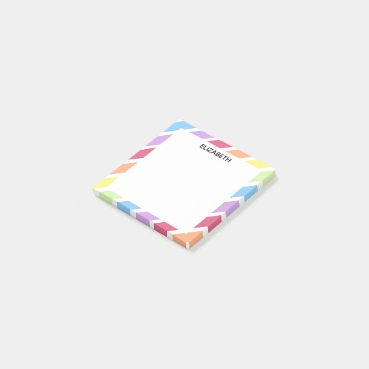 Post-it® Pastel Rainbow Diagonal Stripes Nom | Personnalise (Incliné)