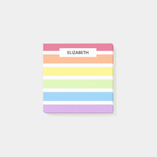 Post-it® Pastel Rainbow Stripes Nom Personnaliser