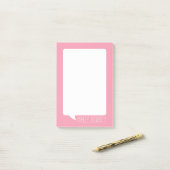 Post-it® Pastel rose et blanc Talk bulle Nom personnalisé (Sur un bureau)