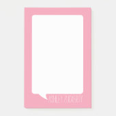 Post-it® Pastel rose et blanc Talk bulle Nom personnalisé (Devant)