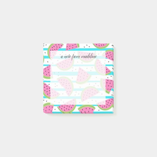 Post-it® Pastèque au néon sur le motif de rayures (Devant)