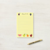 Post-it® Pastèque Pomme & Raisin Fruits sur Notes Jaunes (Sur un bureau)