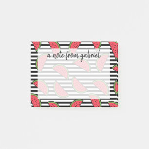 Post-it® Pastèque sur le motif noir et blanc de rayures