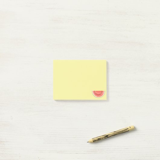 Post-it® Pastèque tropicale sur fond jaune (Sur un bureau)