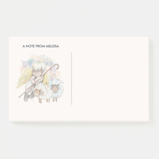 Post-it® Pasteur de Noël Ange avec agneaux (Devant)