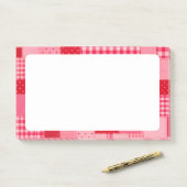 Post-it® Patchwork rose et rouge personnalisé (Sur un bureau)
