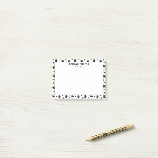 Post-it® Pâtes et coeurs de chien noir mignons - Personnali (Sur un bureau)