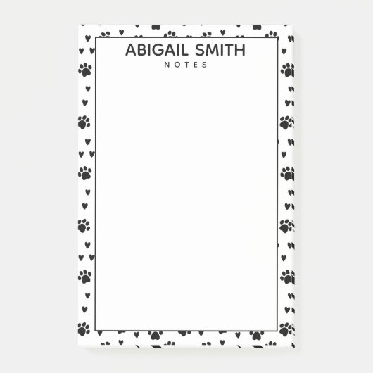 Post-it® Pâtes et coeurs de chien noir mignons - Personnali (Devant)