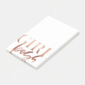 Post-it® Patron de fille | Texte noir or Rose | (Incliné)