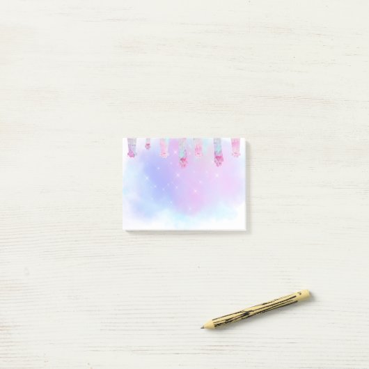 Post-it® pattes de couleurs pastel (Sur un bureau)