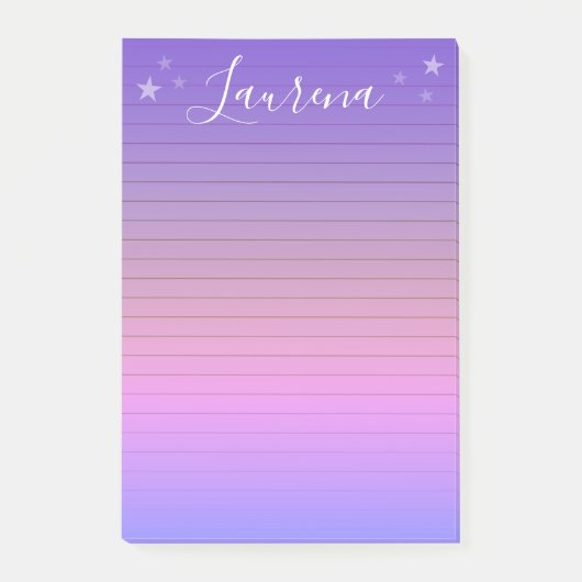 Post-it® Pavé de nom personnalisé Starry Hues (violet) (Devant)
