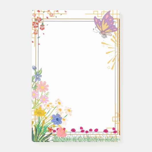 Post-it® Pavé de notes de cadre de papillon violet (Devant)