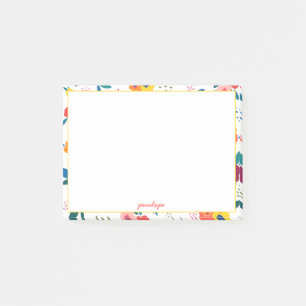 Post-it® Pavot Floral Motif Corail Nom du script