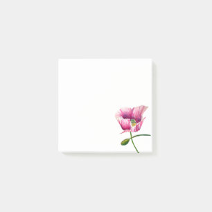 Post-it® Pavot rose aquarelle jolie fleur
