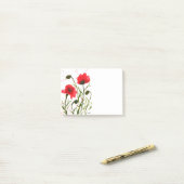 Post-it® Pavot rouge fleurs aquarelle rustique chic post it (Sur un bureau)
