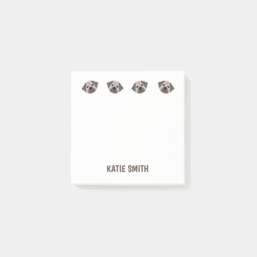 Post-it® Paw Carlin illustrée mignonne (Devant)