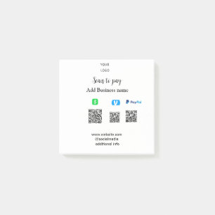 Post-it® Paypal Cashapp venmo scan pour payer QR ajouter un
