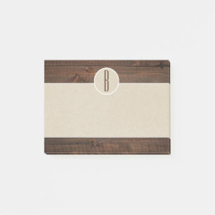 Post-it® Pays Bois & Kraft Brun Rustique Monogramme Initial
