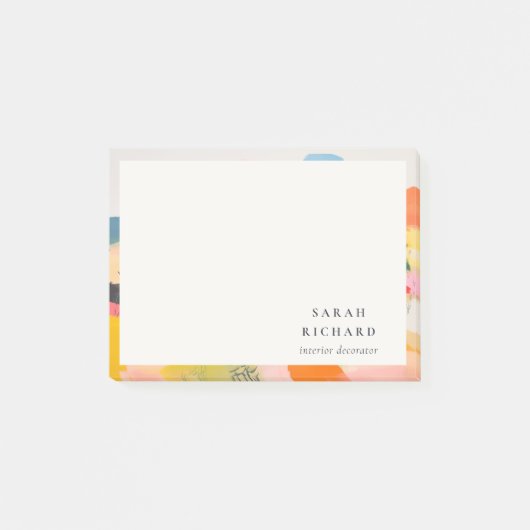 Post-it® Paysage de montagne abstrait boho rose bleu orange (Devant)