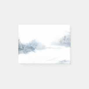Post-it® Paysage enneigé en hiver Arbres enneigés Aquarelle