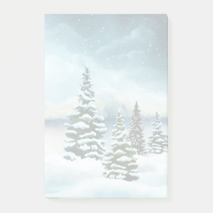 Post-it® Paysage hivernal pittoresque à l'aquarelle