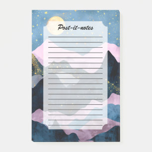 Post-it® Paysage lunaire minimaliste étoilé de montagne et