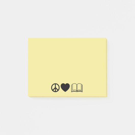 Post-it® Peace, Love & Books Post-It Notes (Devant)
