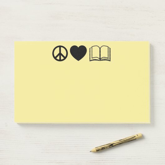Post-it® Peace, Love & Books Post-It Notes (Sur un bureau)