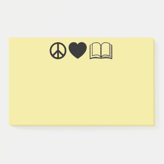 Post-it® Peace, Love & Books Post-It Notes (Devant)