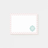 Post-it® Peach Chevron Ikat Monogrammed Post It Notes (Devant)
