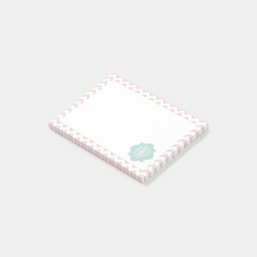 Post-it® Peach Chevron Ikat Monogrammed Post It Notes (Incliné)