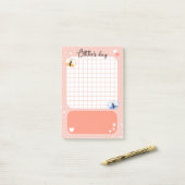 Post-it® Peach Cute Hearts Stars Papillons Ajouter un nom (Sur un bureau)