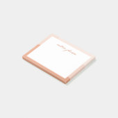 Post-it® Peach Pink Boho Waves Script moderne Monogramme (Incliné)