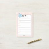Post-it® Peach Polka Dot Blue Diamonds TO-DO (Sur un bureau)