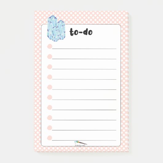 Post-it® Peach Polka Dot Blue Diamonds TO-DO (Devant)