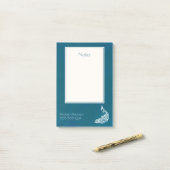 Post-it® Peacock blanc sur Turquoise Bold Design Art déco é (Sur un bureau)