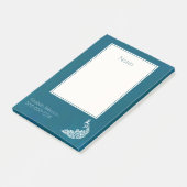 Post-it® Peacock blanc sur Turquoise Bold Design Art déco é (Incliné)