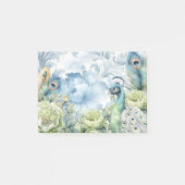Post-it® Peacock Turquoise & Sage Feathers Floral Damask (Devant)
