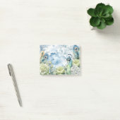 Post-it® Peacock Turquoise & Sage Feathers Floral Damask (Bureau)
