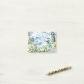 Post-it® Peacock Turquoise & Sage Feathers Floral Damask (Sur un bureau)