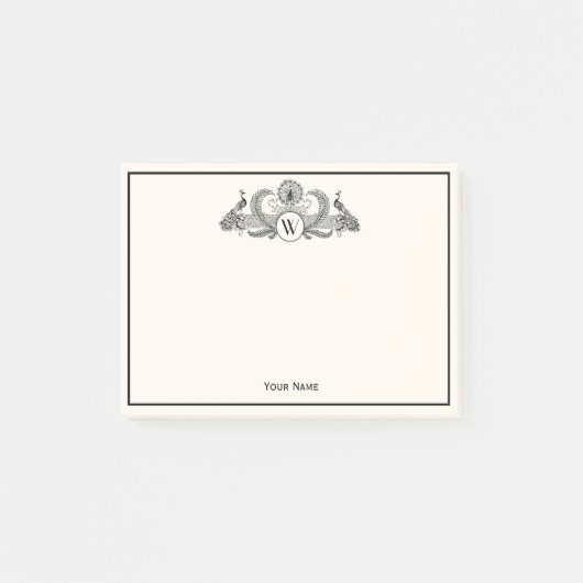 Post-it® Peacocks vintages Monogram Ivory BG (Devant)