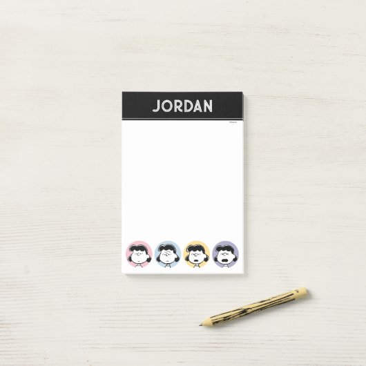 Post-it® Peanuts | Les Visages de Lucy (Sur un bureau)