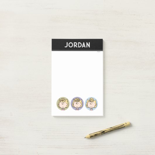 Post-it® Peanuts | Les visages de Sally (Sur un bureau)