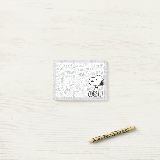 Post-it® PEANUTS | Snoopy on Black White Comics (Sur un bureau)